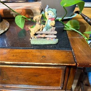 Charming Figurine with Boy and Dog - Multicolor
